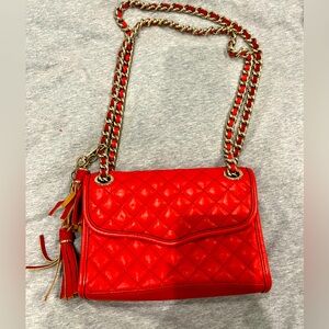 Rebecca Minkoff Scarlet Red Mini Quilted Leather Affair Crossbody Bag Purse